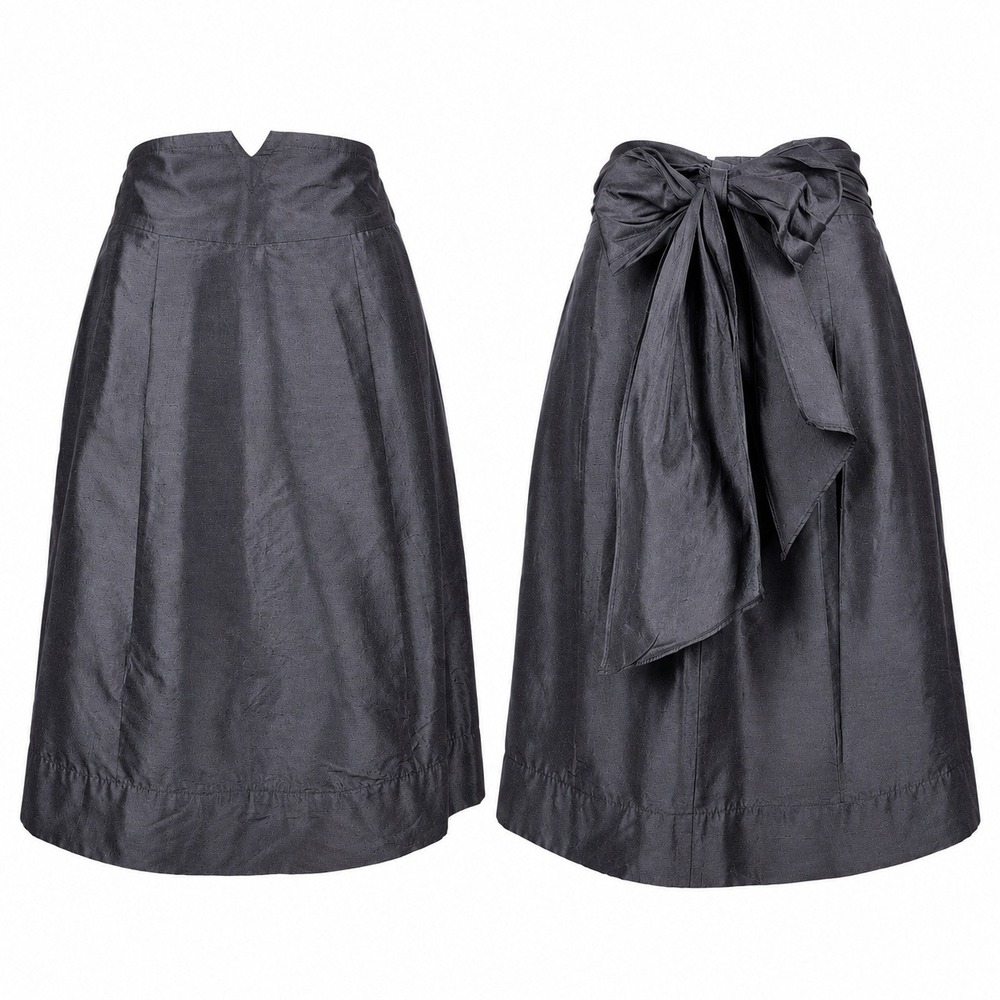 Trina Turk Silk Bow Back Skirt Womens 4 Black Pleated Mini Cocktail Party Events